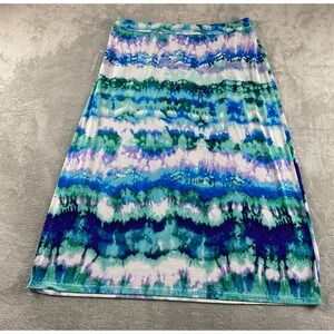 Cato Womens Plus 18/20W Blue Green Purple Tie Dye Jersey Knit Maxi Skirt